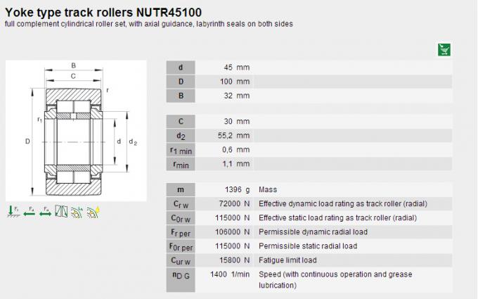 引き戸のためのメートル針の軸受 NUTR45100 のサイズ 45 の × 100 の × 32 0