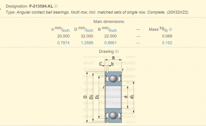 優れた質F-213584 KLの角の接触のボール ベアリング20の× 32の×ゴム製 シールとの22のMmの単一の列 0